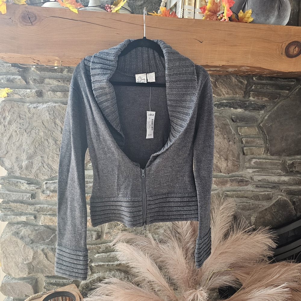 Fashion Bug Gray Women's Cardigan with Shawl Collar